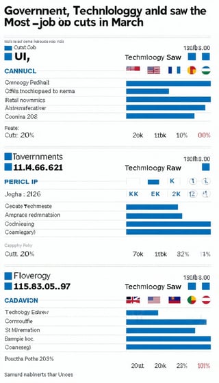 create an image based on this headline Government Technology and Retail Saw the Most Job Cuts in March-3