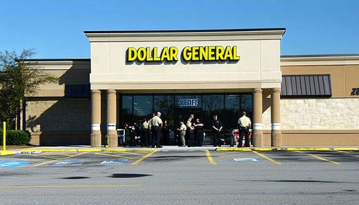 create an image based on this news summary A Walton County Sheriffs deputy was killed Wednesday in a shootout with a suspect outside a Dollar General in Mossy Head Florida Deputy Will May who wasnt scheduled to work but volunteered for extra duty was